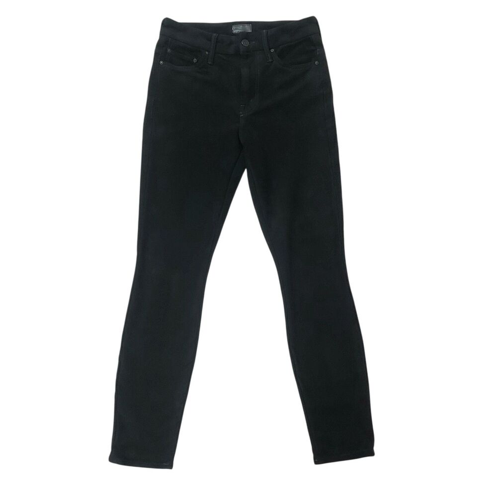 Mother High Waisted Looker Suede Pants Womens 25 Black Skinny Stretch Rocker